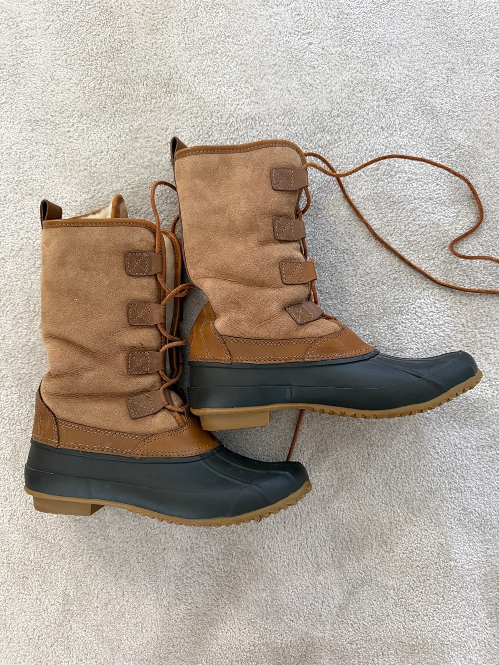 Tory Burch Women's Tan and Black Waterproof Winter Boots